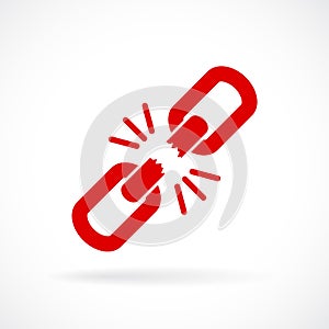 Broken chain link vector icon