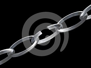 Broken Chain links in close up