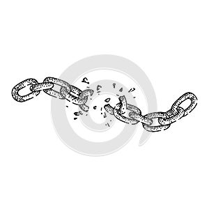 broken chain sketch hand drawn vector