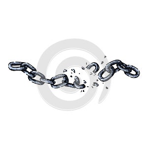 broken chain sketch hand drawn vector