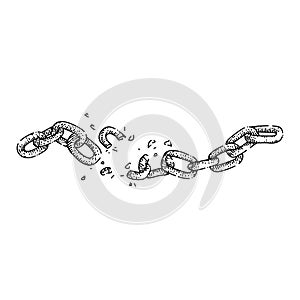 broken chain sketch hand drawn vector