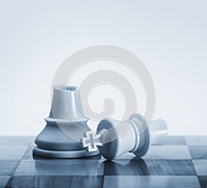 Broken chess king as a metaphor for fall from power