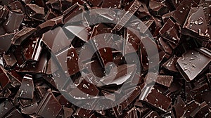 Broken Chocolate Bars Texture Background, Broken Chocolate Mix Top View, Many Chocolate Pieces