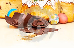 Broken chocolate easter egg