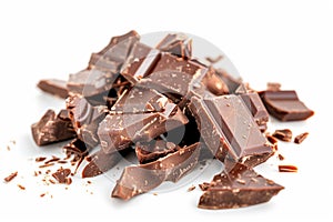 Broken chunks of chocolate pieces