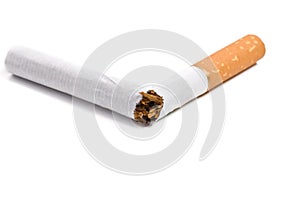 Broken cigarette isolated on white