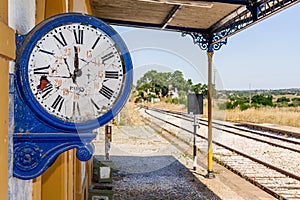 Broken clock in the deactivated train station of Crato.