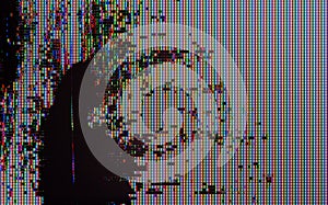 Broken color lcd screen high magnigication shot with visible leakage of crystals photo