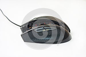 Broken computer mouse on the white background
