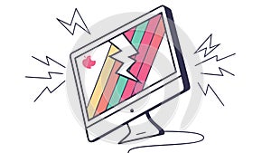 Broken Computer Screen Abstract Vector Graphic, vector design Generative AI