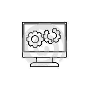 broken computer system line icon. Element of cyber security icon for mobile concept and web apps. Thin line broken computer system