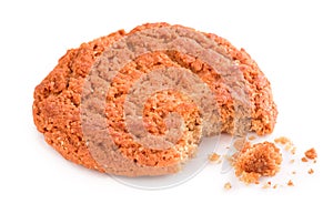 Broken cookies on white background