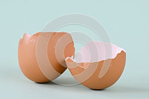 Broken and cracked egg shell