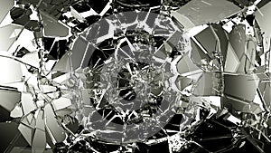 Broken and cracked glass isolated on white