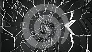 Broken or cracked glass on white background