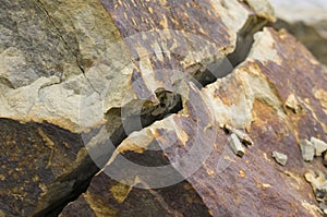 Broken and cracked quartzite rock texture