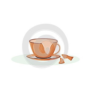 Broken cup cartoon vector illustration