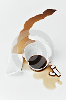 Broken cup of coffee