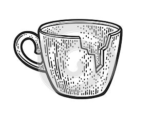 Broken cup without fragment sketch vector