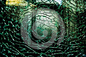 Broken damaged glass