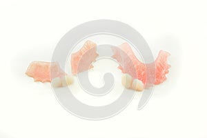 Broken denture and perfect denture