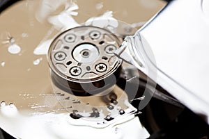 Broken and destroyed hard drive disk