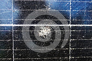 Broken and destroyed solar panel.