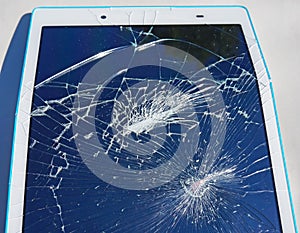 Broken display of a tablet device