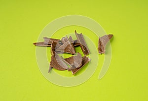 Broken Disposable Brown Spoon, Wood Fiber Biodegradable Cutlery Pieces, Eco Fibres Utensils photo