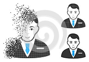 Broken Dot Halftone Businessman Icon with Face