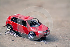 Broken down toy car