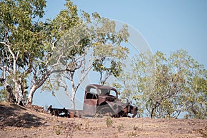 Broken down truck in the countryside