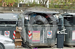 broken dumpster on the street