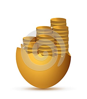 Broken egg and coins illustration design