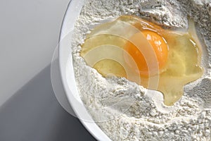 Broken Egg On Flour, For Making Bread