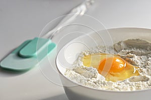 Broken Egg On Flour, For Making Bread