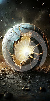 A broken egg with a hole in the middle