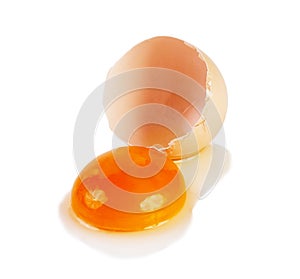 Broken egg isolated on a white background