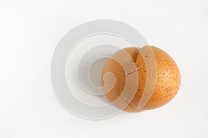 Broken egg shell on the white background.