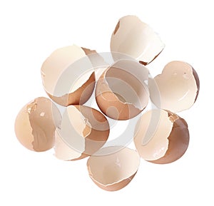 broken egg shells isolated on white