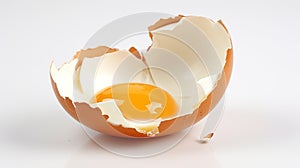 broken egg on white background. Generative Ai