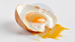 broken egg on white background. Generative Ai