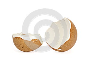 Broken Eggs shell on white background with cipping path