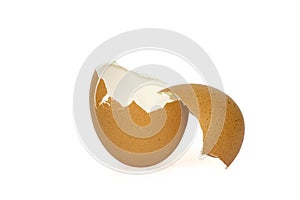 Broken Eggs shell on white background with cipping path
