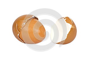 Broken Eggs shell on white background with cipping path