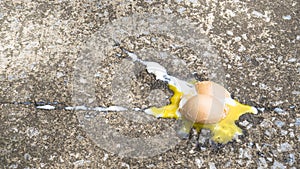 Broken eggs on street