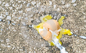 Broken eggs on street