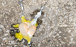 Broken eggs on street