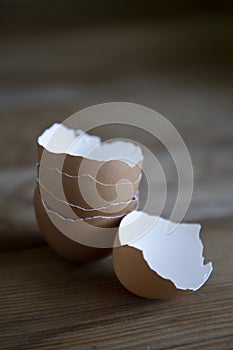 Broken eggshells stacked