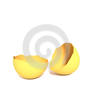 Broken empty eggshell 3D